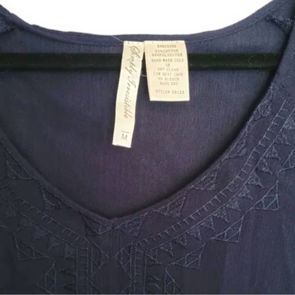 Simply Irresistible Navy Boho Fringe Tunic Blouse Top​​ - Picture 2 of 3